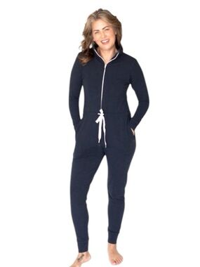 Smash + Tess Women's Navy Cotton Zip-Up Shay Romper Size 2XS